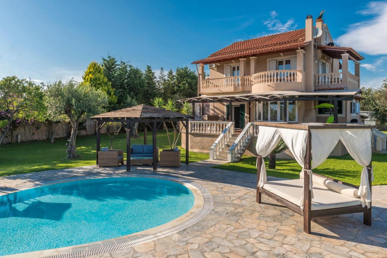Villa Maxim With Private Pool & Tennis Court Halikounas Экстерьер фото